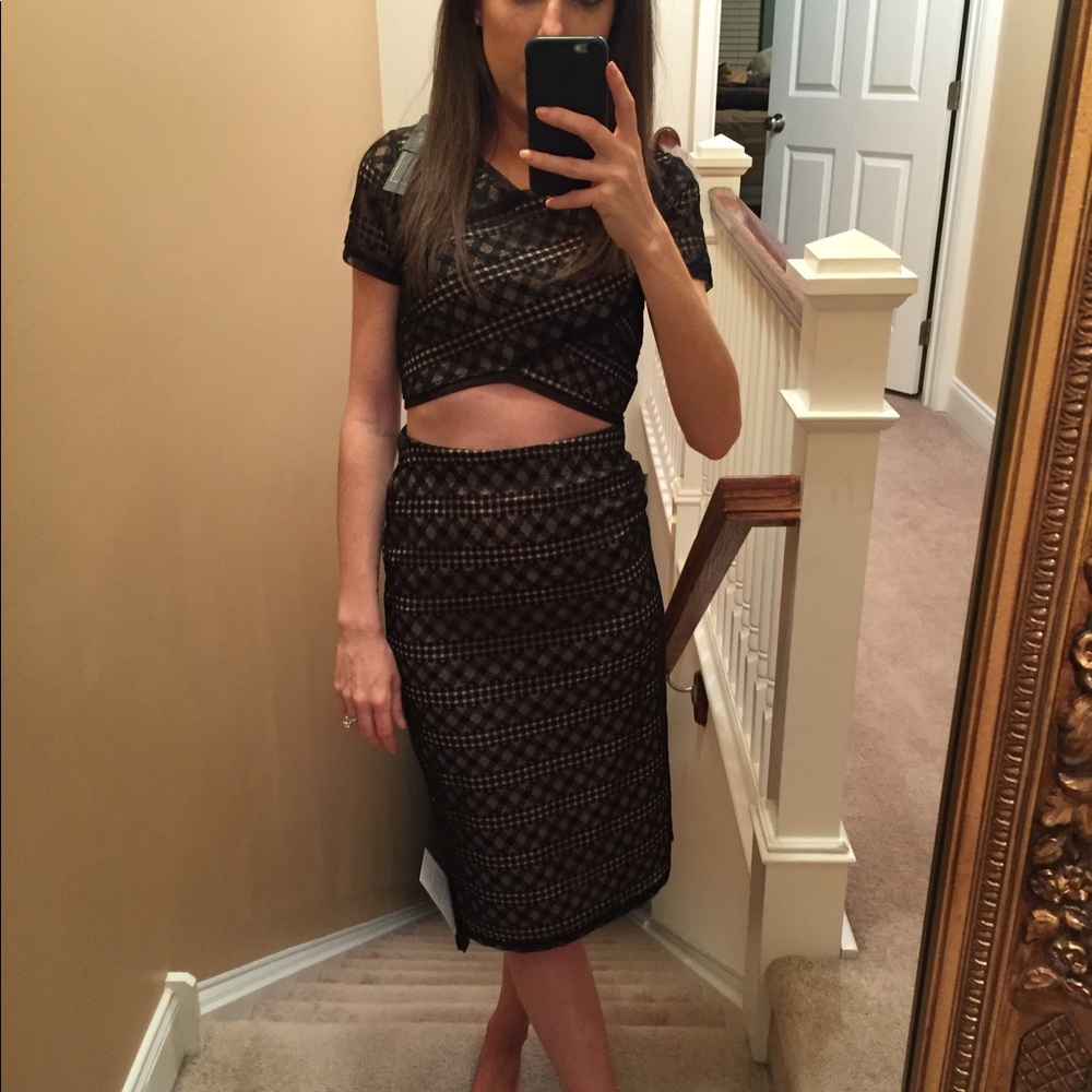 BCBG Max Azria 2-piece black lace dress XXS